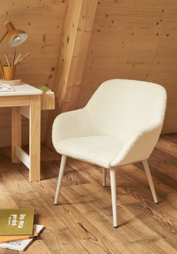 KAVE HOME Konna barnestol, med armlener - hvit bouclé og beige stl