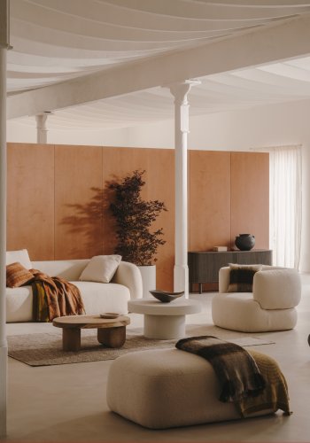 KAVE HOME Martina fodskammel, rektangulr - offwhite bouclé (123x85)