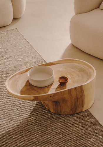 KAVE HOME Mosi salongbord - naturlig mungurtre med fot (90x50)