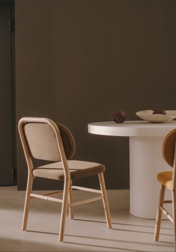 KAVE HOME Helda spisestuestol - grnn chenille og naturlig eik