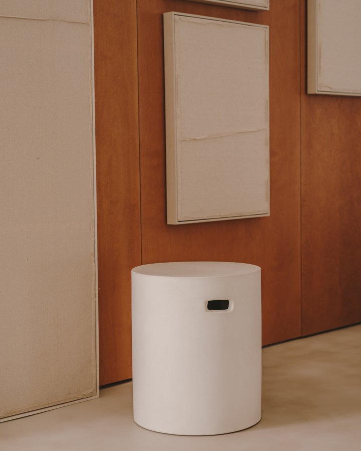 KAVE HOME Aiguablava fotsttte, rund - hvit sement (37)