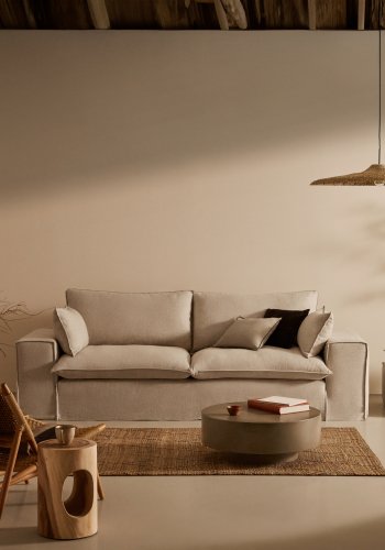 KAVE HOME Anarela 3 pers. sofa, m. aftageligt betrk - beige hrhynder (280cm)