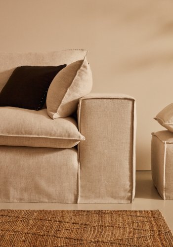 KAVE HOME Anarela 3 pers. sofa, m. aftageligt betrk - beige hrhynder (280cm)