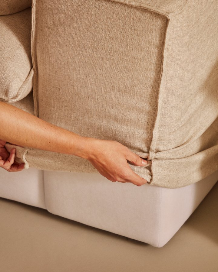 KAVE HOME Anarela 3 pers. sofa, m. aftageligt betrk - beige hrhynder (280cm)