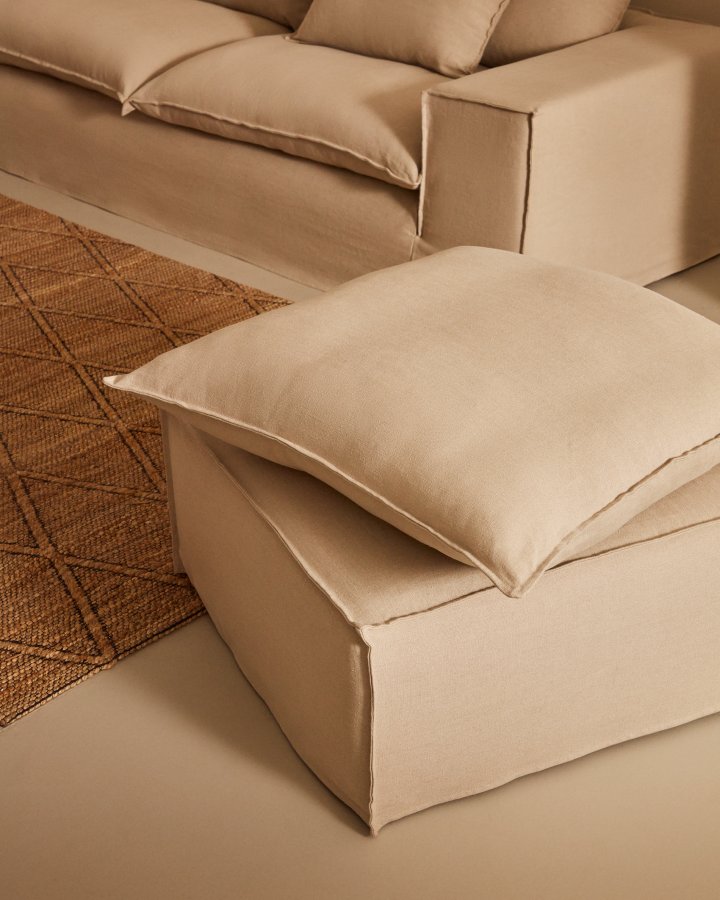 KAVE HOME Anarela 3 pers. sofa, m. aftageligt betrk - beige hrhynder (280cm)