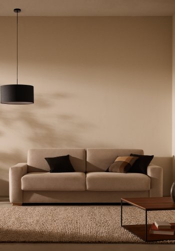 KAVE HOME Santana taklampeskjerm, rund - svart stoff med hvit diffuser (50)