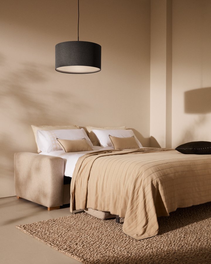 KAVE HOME Anley 3-personers sovesofa - beige stoff (224cm)