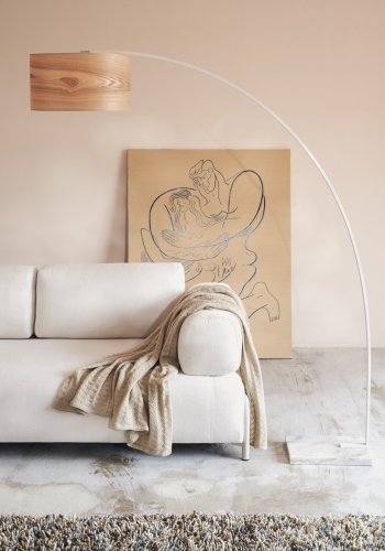 KAVE HOME Compo 3-seters sofa, med lite brett - beige chenille med gr metallstruktur (232cm)