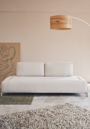 KAVE HOME Compo 3-seters sofa - beige chenille med gr metallstruktur (232cm)