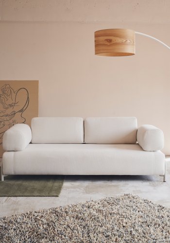 KAVE HOME Compo 3-seters sofa - beige chenille med gr metallstruktur (232)