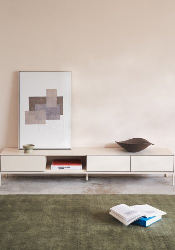 KAVE HOME Vedrana TV-bord, m. 1 pent rom og 3 skuffer - hvit MDF og stl (195x40)