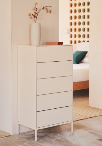 KAVE HOME Vedrana kommode, m. 5 skuffer - hvit MDF (60x114)