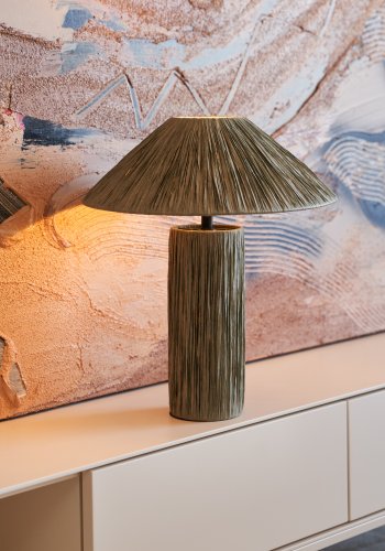 KAVE HOME Samse bordlampe - grnn polyrattan/rotting