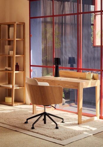 KAVE HOME Arandu skrivebord, m. 2 skuffer - brun ask finer (120x60)