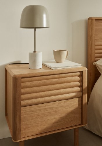 KAVE HOME Lenon nattbord, m. 2 skuffer - naturlig eikefiner og eiketre (50x55)