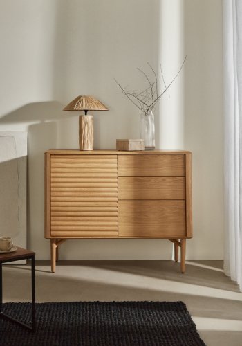 KAVE HOME Lenon skjenk, m. 1 dr og 3 skuffer - naturlig eikefiner og eiketre