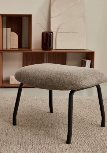 KAVE HOME Belina fotsttte, rektangulr - lysebrunt chenillestoff og stl (58,5x41)