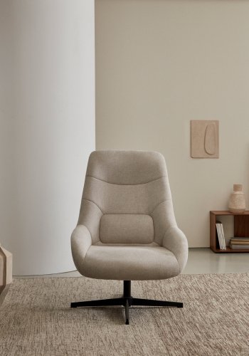 KAVE HOME Celida svingstol, med armlener - beige chenille og sort stl