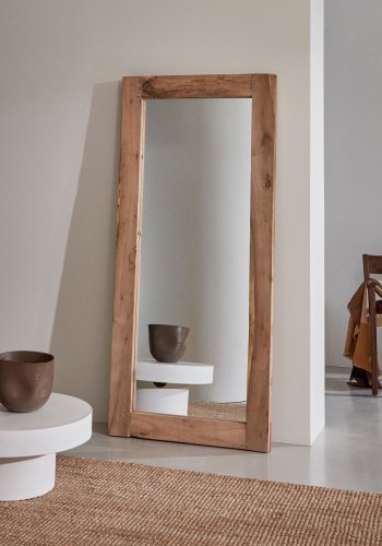 KAVE HOME Maden veggspeil, rektangulrt - speilglass og naturlig resirkulert tre (180x80)