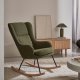 KAVE HOME Maustin gyngestol, med armlener - grnn bouclé med mrkegrnn stlkonstruksjon og bketre