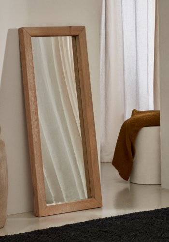 KAVE HOME Maden veggspeil, rektangulrt - speilglass og naturlig resirkulert tre (120x50)