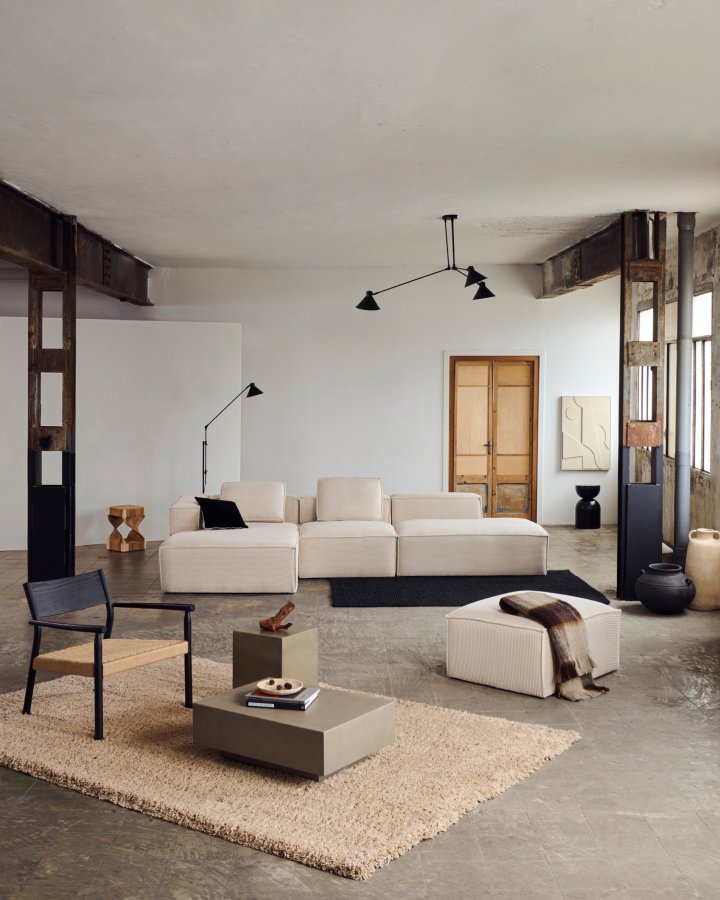 KAVE HOME Neade teppe, bomull og polyester i beige, 200 x 300 cm