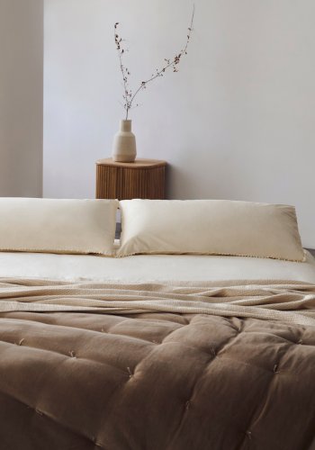 KAVE HOME Ofelia sengebunn - beige avtagbart trekk og bketre (for en 160x200cm madrass)