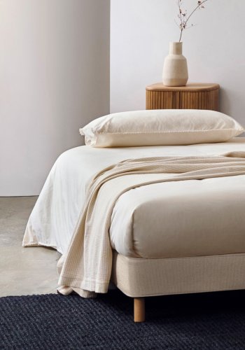 KAVE HOME Ofelia sengebunn - beige avtagbart trekk og bketre (for en 90x200cm madrass)