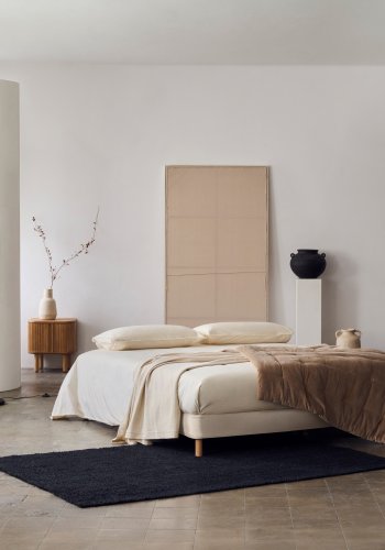 KAVE HOME Ofelia sengebunn - beige avtagbart trekk og bketre (for en 160x200cm madrass)