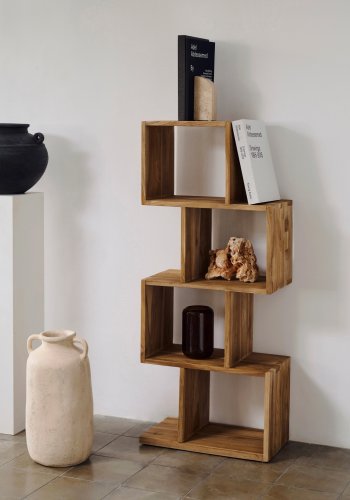 KAVE HOME Arundel bokhylle, m. 4 rom - resirkulert teak (55x132)