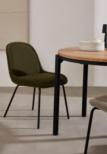 KAVE HOME Aimin spisestuestol - gr�nn boucl&eacute; og sort st�l