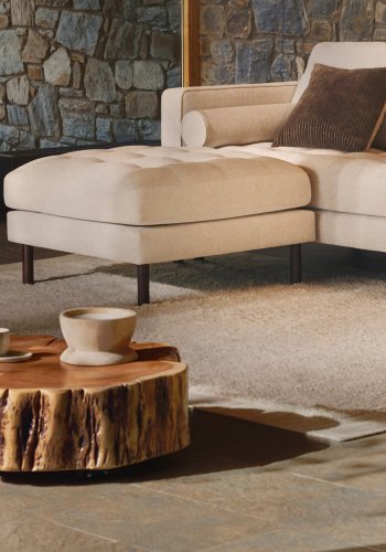 KAVE HOME Tavine sofabord, m. hjul - akacietr� med bleget finish (�65)