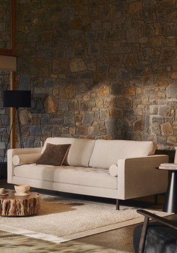 KAVE HOME Debra 3 pers. sofa - perlemor chenille og naturben (222cm)