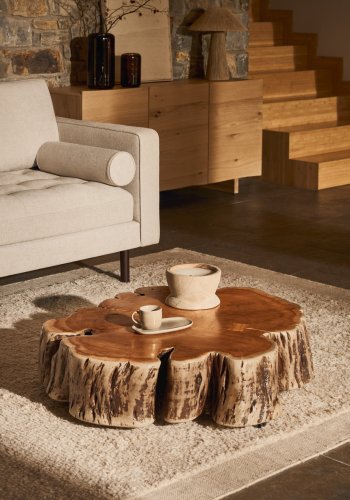 KAVE HOME Tavine sofabord, m. hjul - akacietr� med bleget finish (�85)