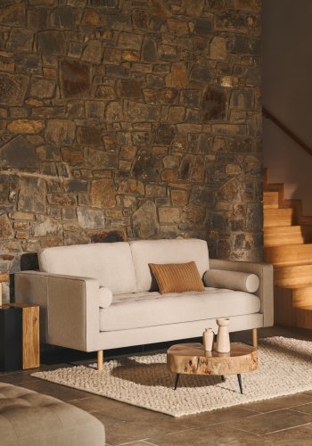 KAVE HOME Debra 2-manns sofa - perlemor chenille og naturlige ben (182cm)