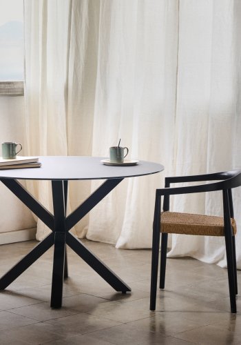 KAVE HOME Argo salongbord, rundt - svart glass og sort stl (120)