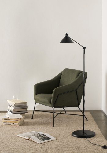 KAVE HOME Brida lenestol, med armlener - grnt stoff og sort stl