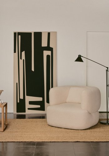 KAVE HOME Martina svingstol, med armlener og pute - off-white bouclé