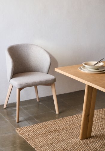 KAVE HOME Darice spisebordstol, m armlener - brunt chenillestoff og bketre i valntt