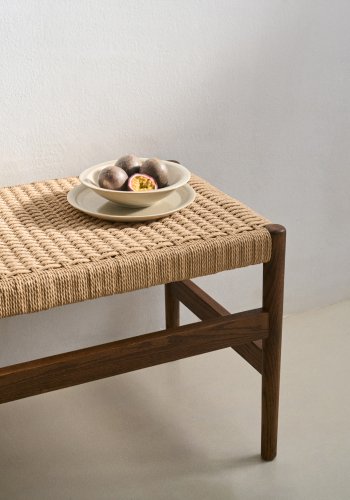 KAVE HOME Zaide benk, rektangulr - naturlig tau og valnttfarget eik (120x45)