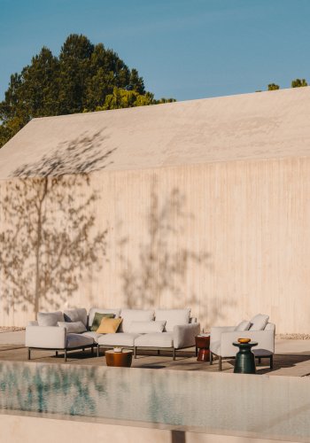 KAVE HOME Sorells utendrs modul lenestol, med armlener - gr aluminium