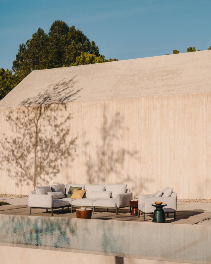 KAVE HOME Sorells utendrs modul lenestol, med armlener - gr aluminium