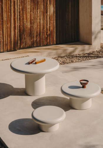 KAVE HOME Addaia hagebord, rundt - hvit sement (90)