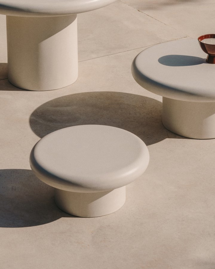 KAVE HOME Addaia utendrs salongbord, rundt - hvit sement (66)