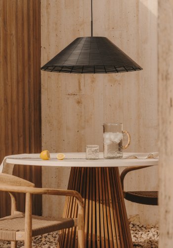 KAVE HOME Saranella taklampeskjerm i svart syntetisk rotting 70 cm