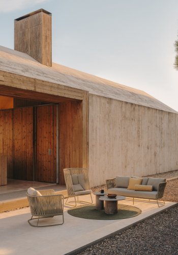 KAVE HOME Macarella utendrs lounge sidebord, kologisk - gr sement (48x47)