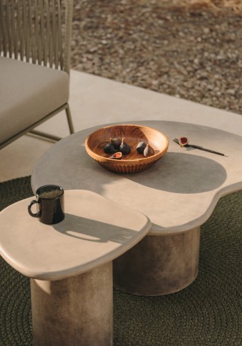 KAVE HOME Macarella utendrs lounge sidebord, kologisk - gr sement (48x47)