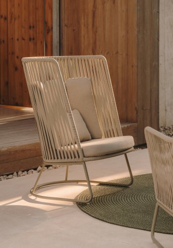 KAVE HOME Saconca utendrs lenestol, med hy ryggsttte - grnt tau og stl