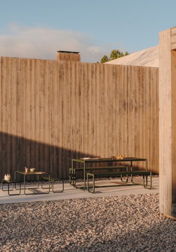 KAVE HOME Sotil hagesett, m. 2 benker og 1 bord - grnt stl (183x83) (sett med 3)