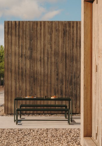 KAVE HOME Sotil hagesett, m. 2 benker og 1 bord - grnt stl (183x83) (sett med 3)